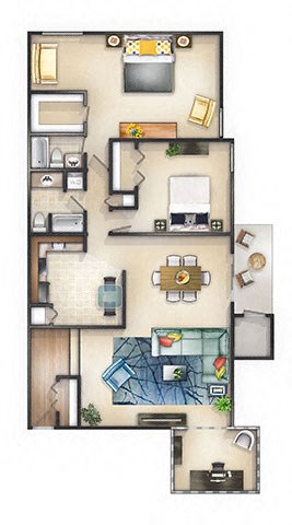 Floor Plan Large 2 bedroom with Den Option